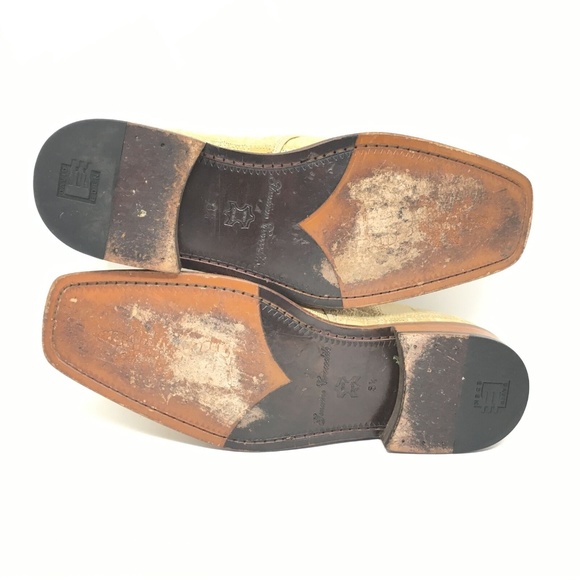 David Eden Oxfords Shoes Size 8.5 Beige Crocodile
